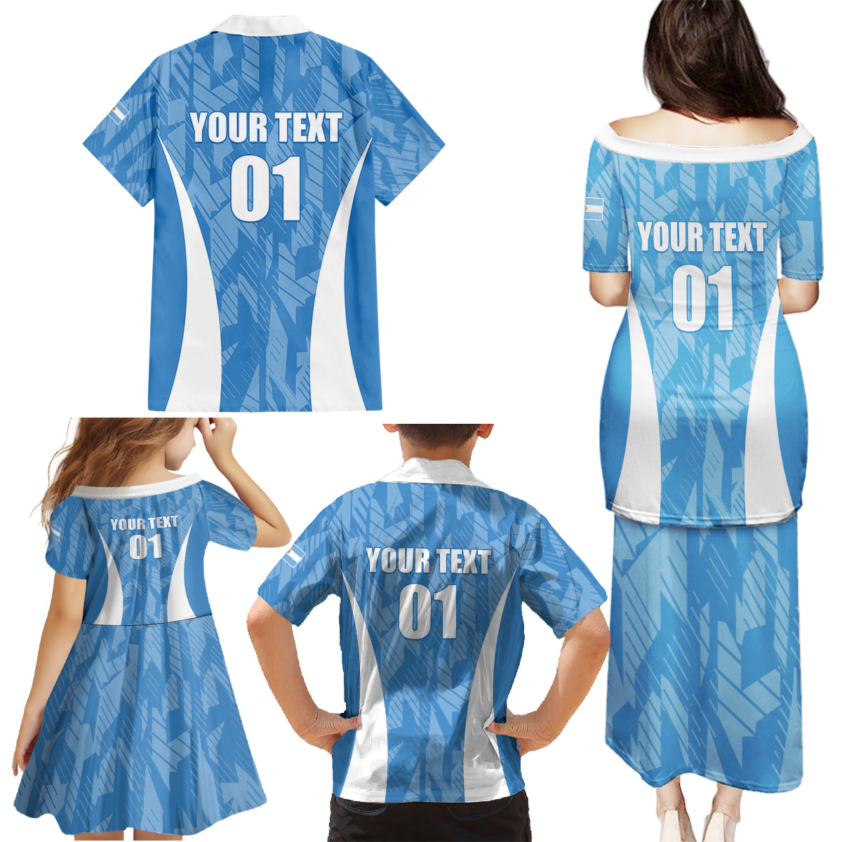 Personalized Argentina 2024 Family Matching Puletasi and Hawaiian Shirt Vamos La Albiceleste Campeon - Wonder Print Shop