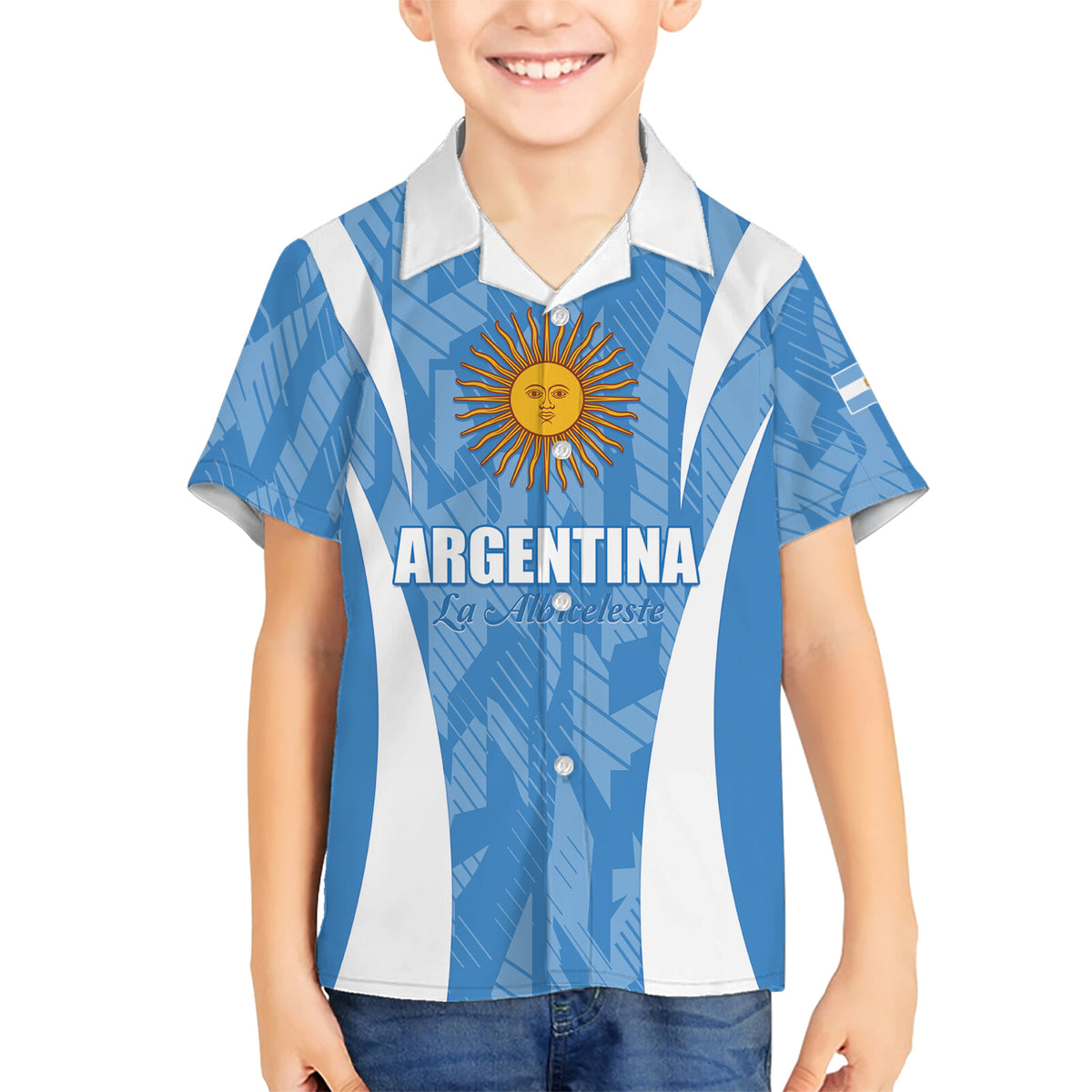 Personalized Argentina 2024 Family Matching Short Sleeve Bodycon Dress and Hawaiian Shirt Vamos La Albiceleste Campeon - Wonder Print Shop