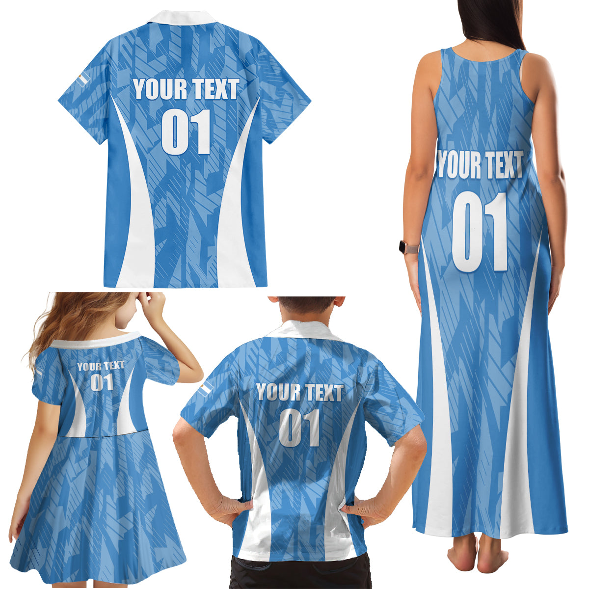 Personalized Argentina 2024 Family Matching Tank Maxi Dress and Hawaiian Shirt Vamos La Albiceleste Campeon - Wonder Print Shop