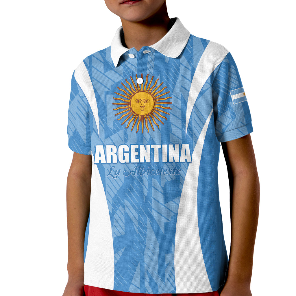 Personalized Argentina 2024 Kid Polo Shirt Vamos La Albiceleste Campeon