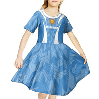 Personalized Argentina 2024 Kid Short Sleeve Dress Vamos La Albiceleste Campeon - Wonder Print Shop