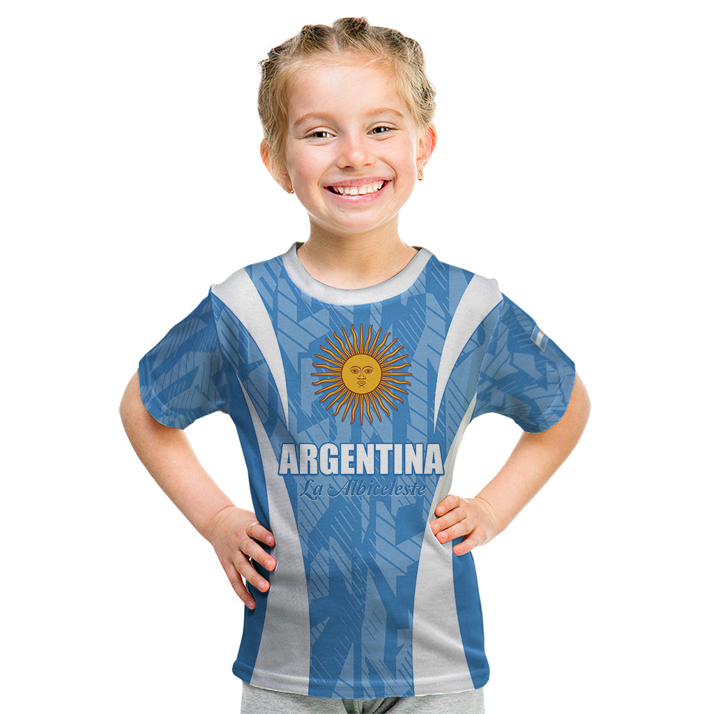 Personalized Argentina 2024 Kid T Shirt Vamos La Albiceleste Campeon - Wonder Print Shop
