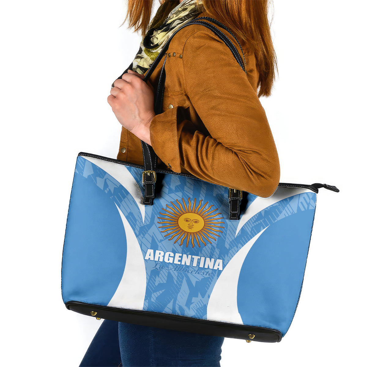Argentina 2024 Leather Tote Bag Vamos La Albiceleste Campeon - Wonder Print Shop
