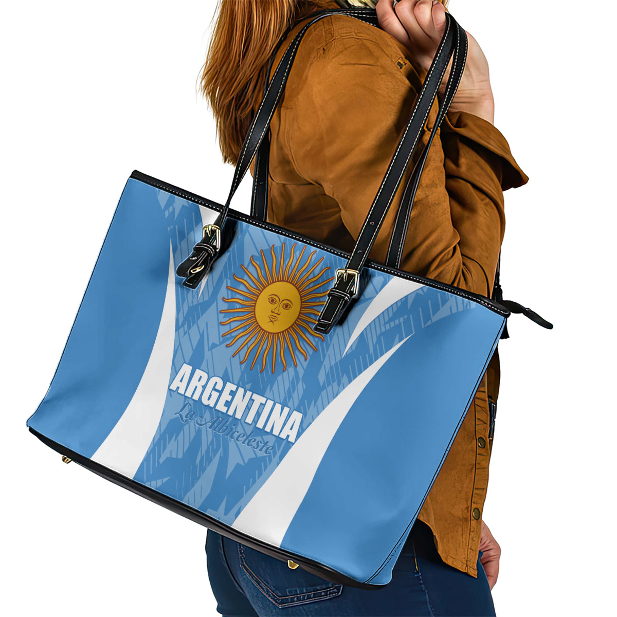 Argentina 2024 Leather Tote Bag Vamos La Albiceleste Campeon - Wonder Print Shop
