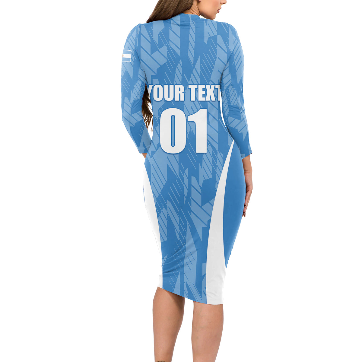 Personalized Argentina 2024 Long Sleeve Bodycon Dress Vamos La Albiceleste Campeon - Wonder Print Shop