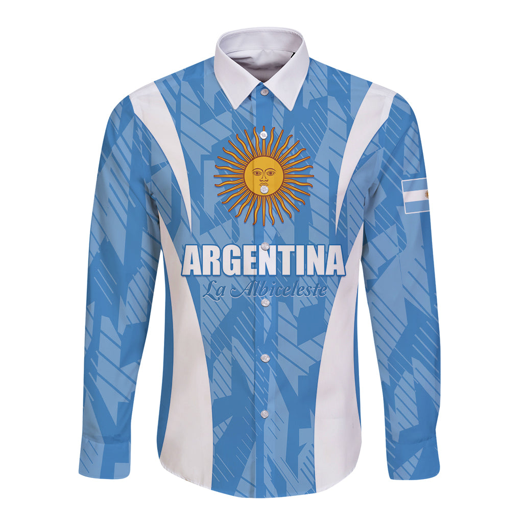 Personalized Argentina 2024 Long Sleeve Button Shirt Vamos La Albiceleste Campeon