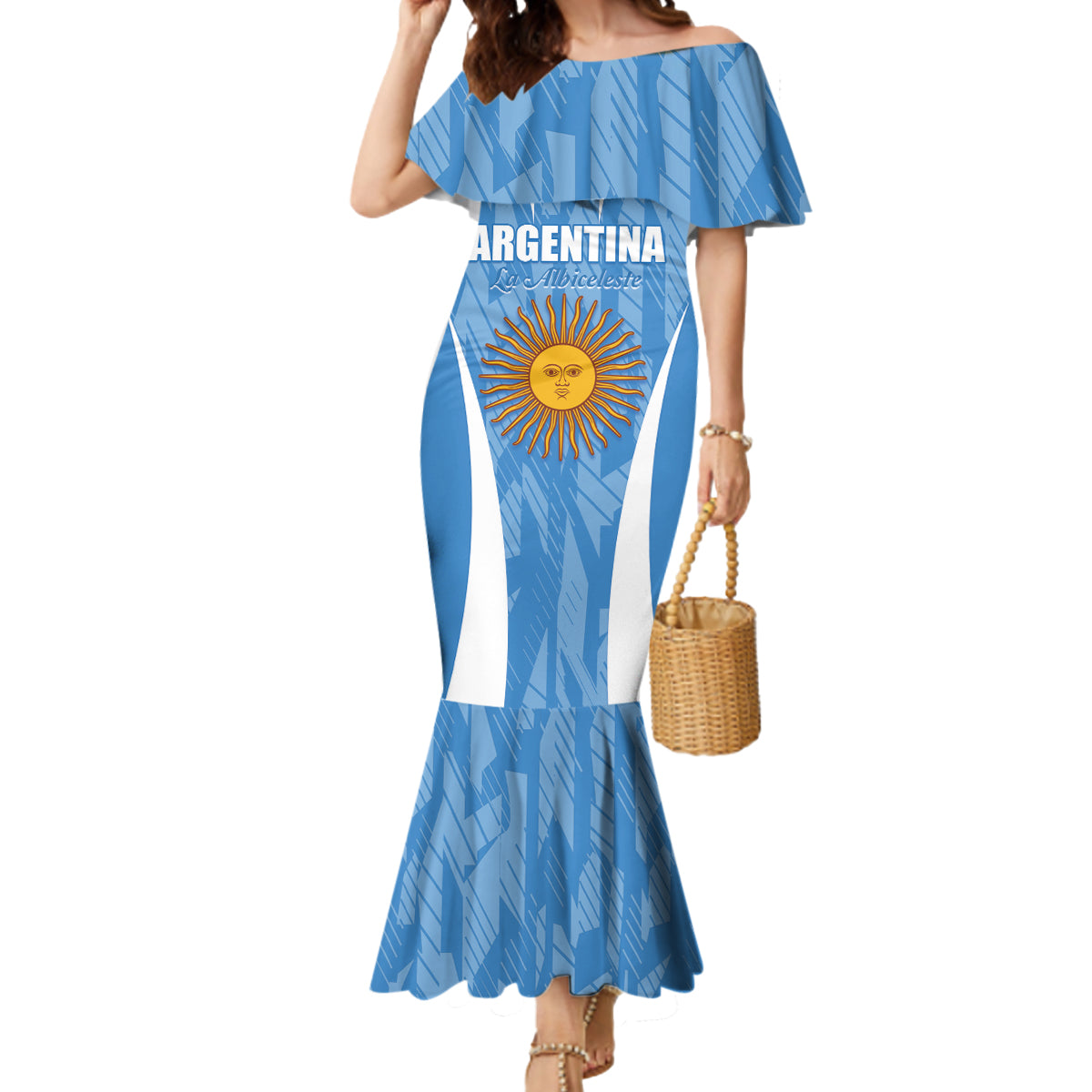 Personalized Argentina 2024 Mermaid Dress Vamos La Albiceleste Campeon - Wonder Print Shop