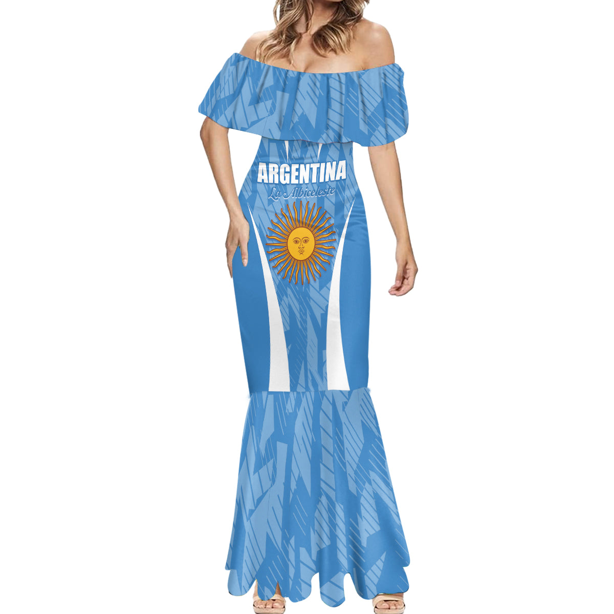 Personalized Argentina 2024 Mermaid Dress Vamos La Albiceleste Campeon - Wonder Print Shop