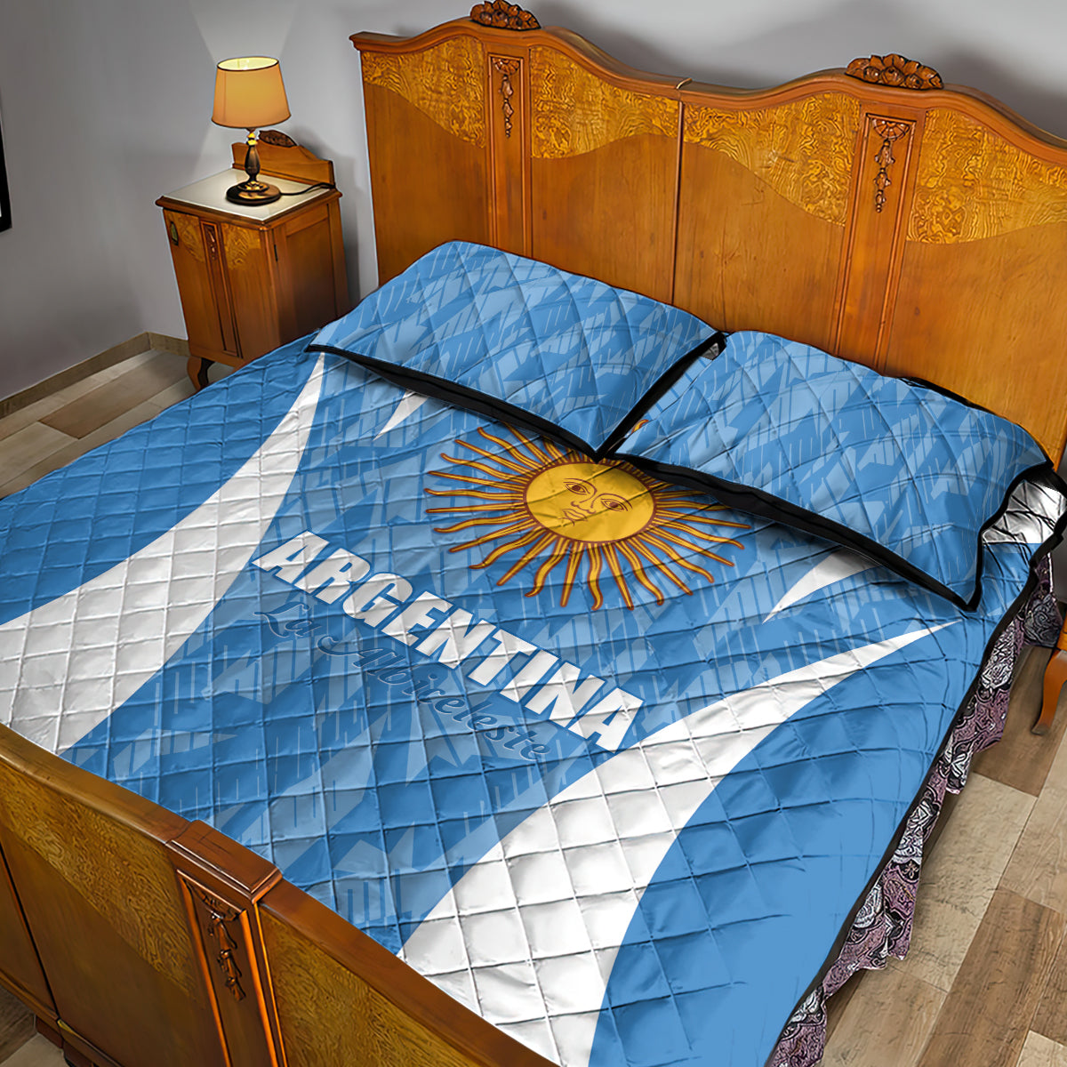 Argentina 2024 Quilt Bed Set Vamos La Albiceleste Campeon - Wonder Print Shop
