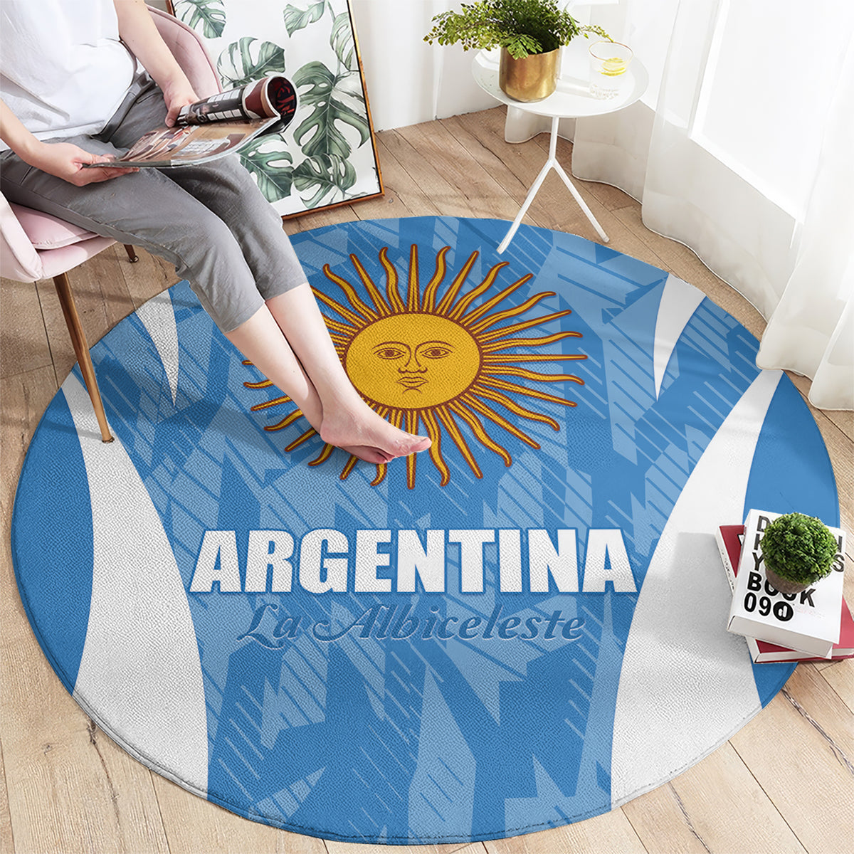 Argentina 2024 Round Carpet Vamos La Albiceleste Campeon