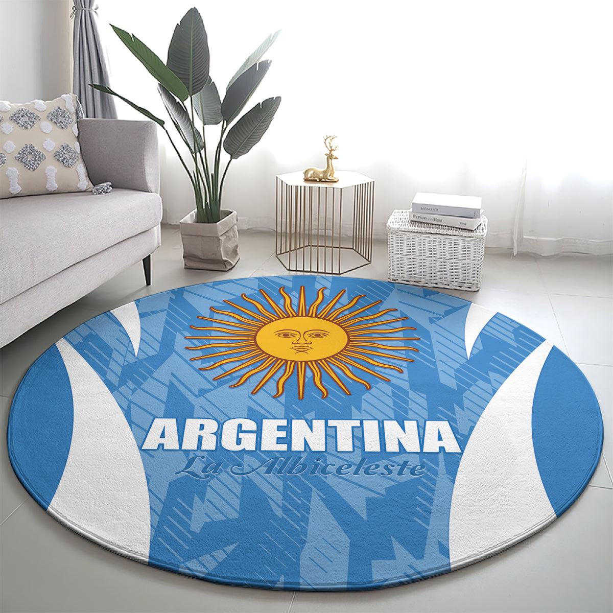 Argentina 2024 Round Carpet Vamos La Albiceleste Campeon