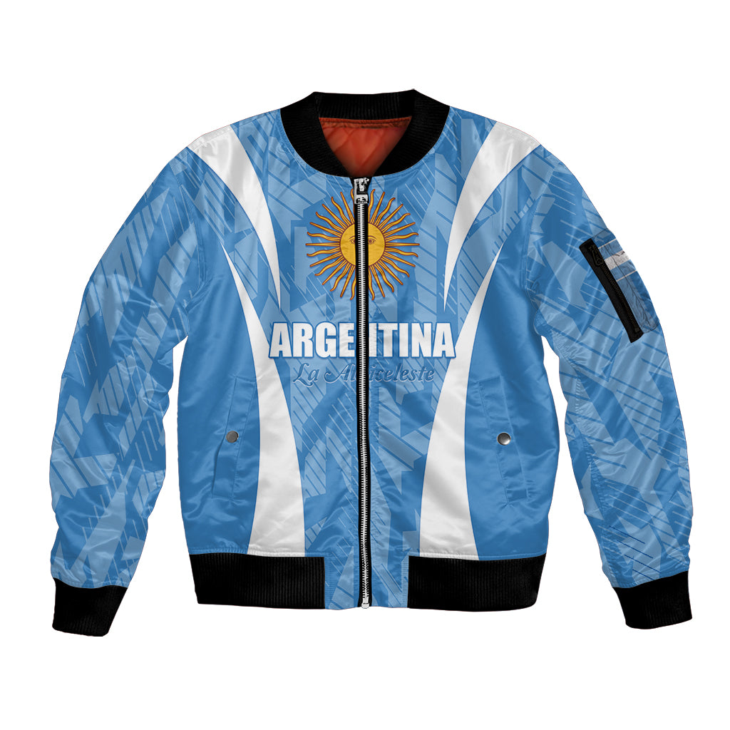 Personalized Argentina 2024 Sleeve Zip Bomber Jacket Vamos La Albiceleste Campeon - Wonder Print Shop