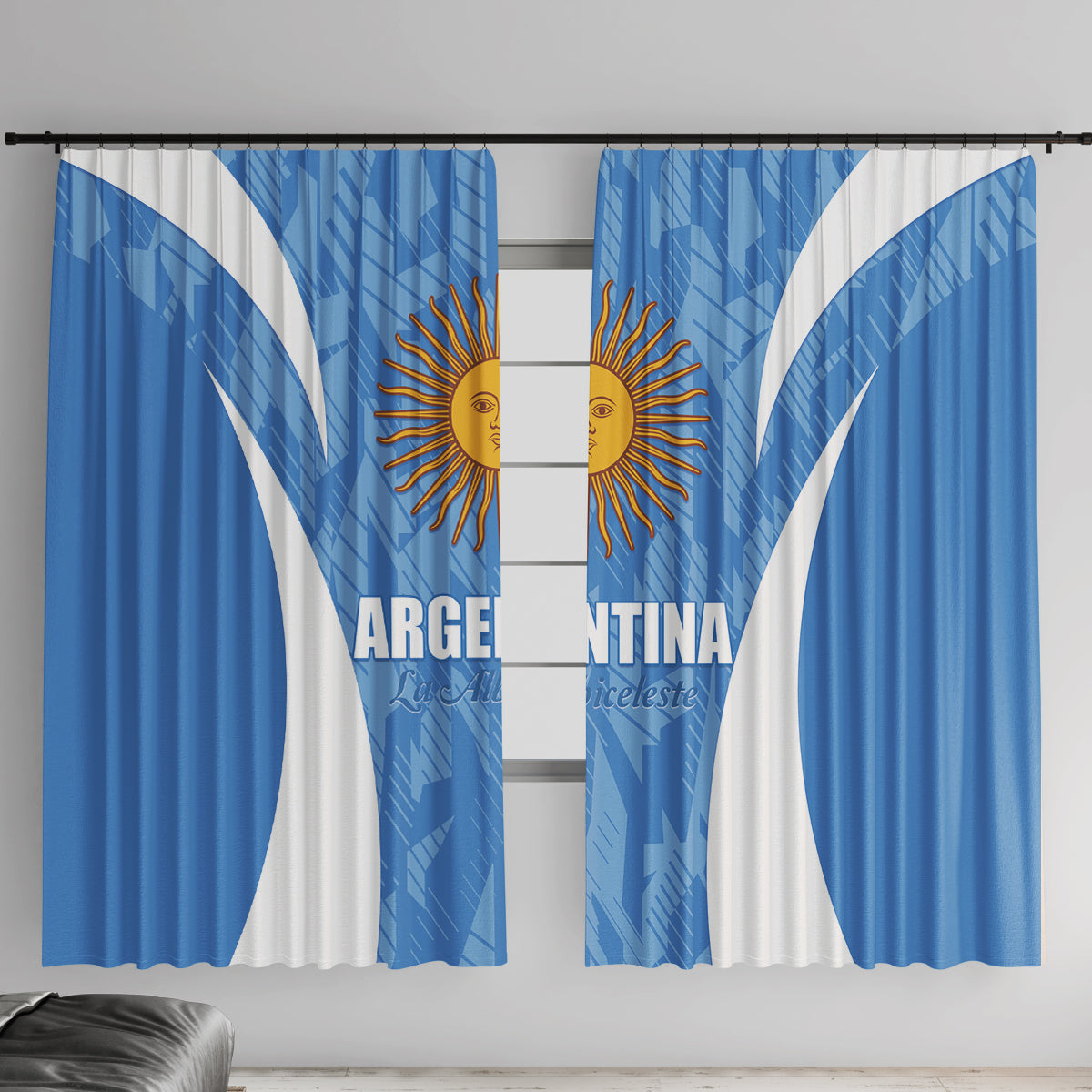 Argentina 2024 Window Curtain Vamos La Albiceleste Campeon - Wonder Print Shop