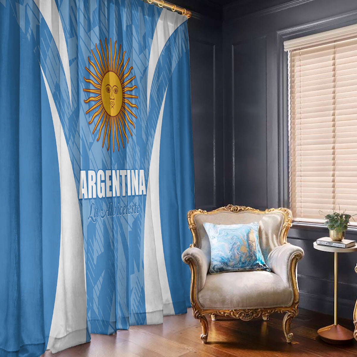 Argentina 2024 Window Curtain Vamos La Albiceleste Campeon - Wonder Print Shop