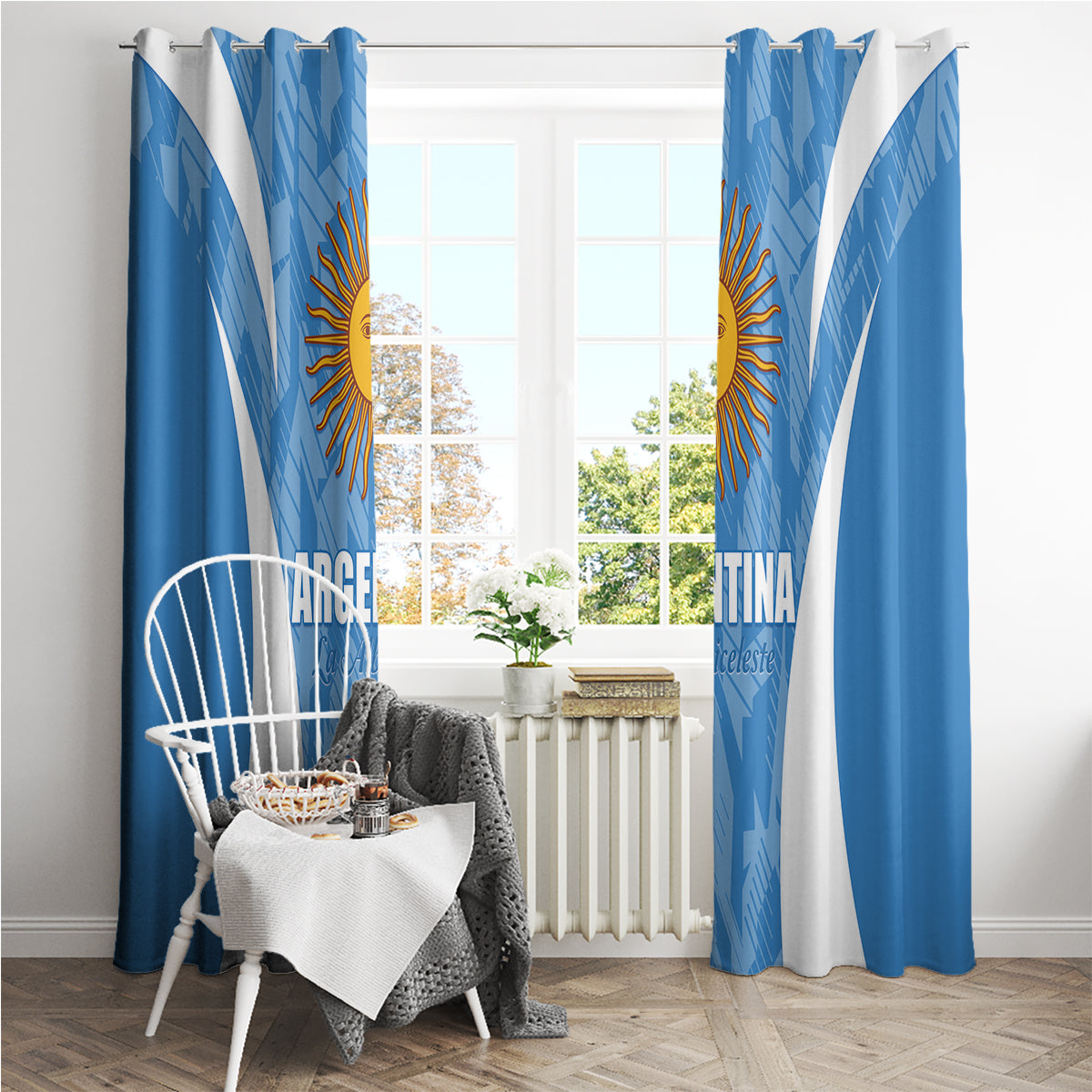 Argentina 2024 Window Curtain Vamos La Albiceleste Campeon - Wonder Print Shop