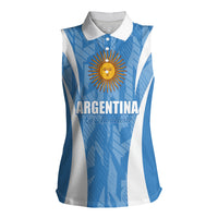 Personalized Argentina 2024 Women Sleeveless Polo Shirt Vamos La Albiceleste Campeon - Wonder Print Shop