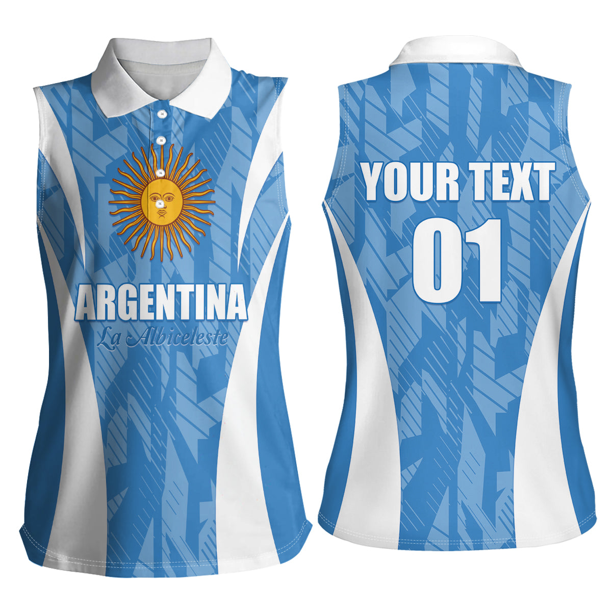 Personalized Argentina 2024 Women Sleeveless Polo Shirt Vamos La Albiceleste Campeon - Wonder Print Shop