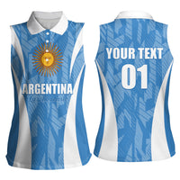 Personalized Argentina 2024 Women Sleeveless Polo Shirt Vamos La Albiceleste Campeon - Wonder Print Shop