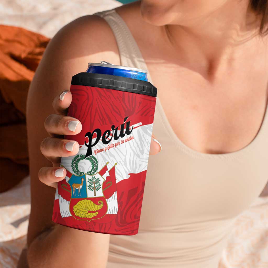 Personalized Peru 4 in 1 Can Cooler Tumbler Piruw Ripuwlika Flag Stylized