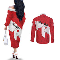 Personalized Peru Couples Matching Off The Shoulder Long Sleeve Dress and Long Sleeve Button Shirt Piruw Ripuwlika Flag Stylized