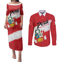 Personalized Peru Couples Matching Puletasi and Long Sleeve Button Shirt Piruw Ripuwlika Flag Stylized