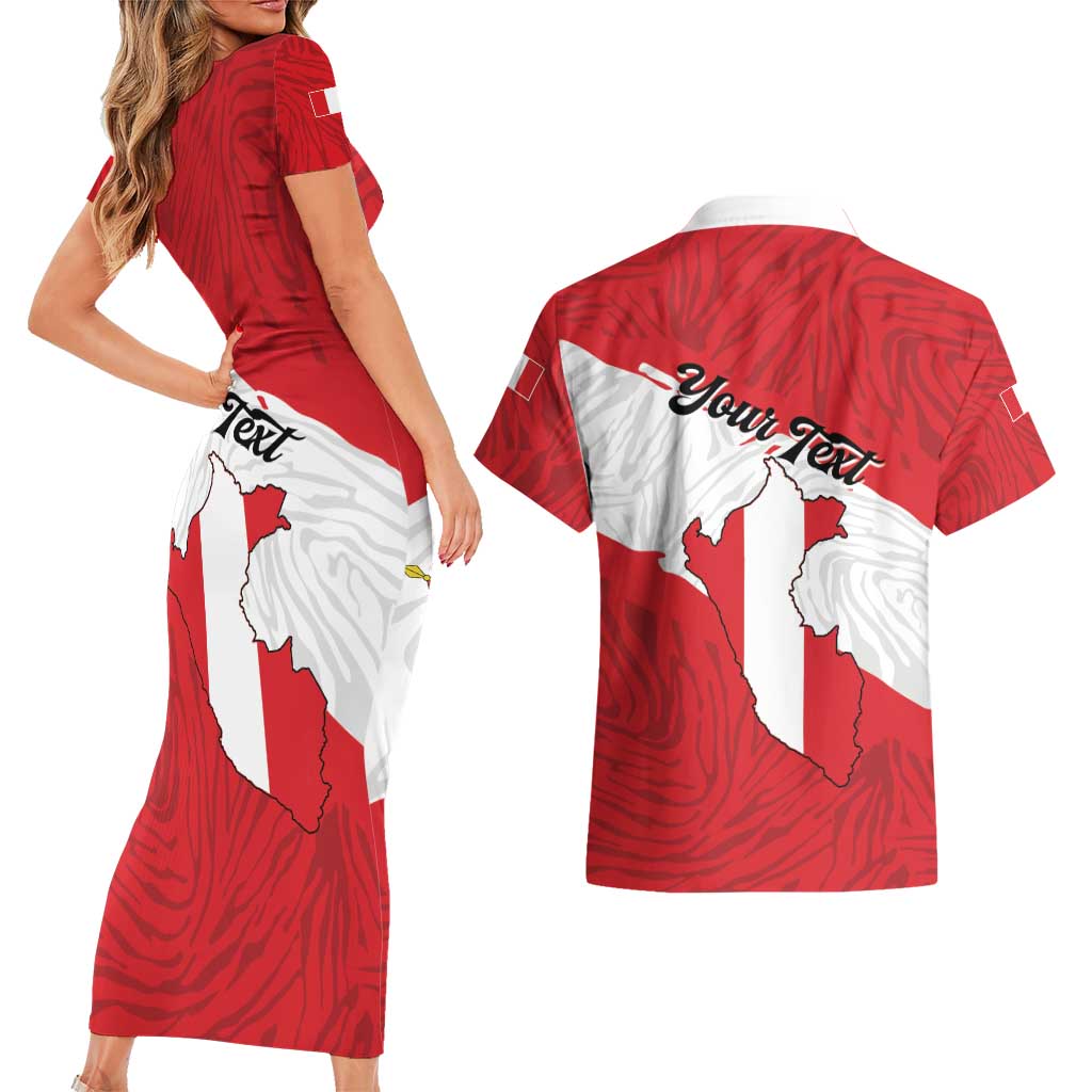 Personalized Peru Couples Matching Short Sleeve Bodycon Dress and Hawaiian Shirt Piruw Ripuwlika Flag Stylized