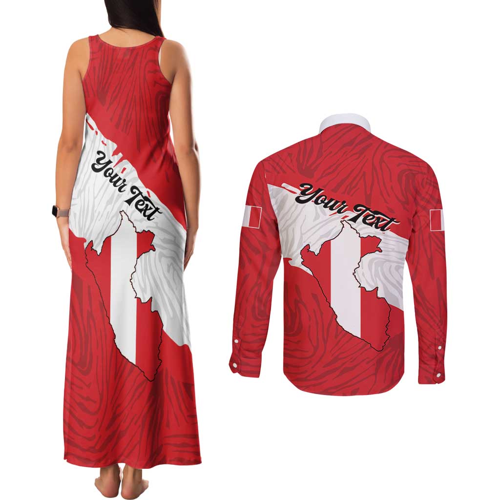 Personalized Peru Couples Matching Tank Maxi Dress and Long Sleeve Button Shirt Piruw Ripuwlika Flag Stylized