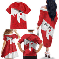 Personalized Peru Family Matching Off The Shoulder Long Sleeve Dress and Hawaiian Shirt Piruw Ripuwlika Flag Stylized