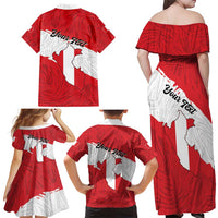 Personalized Peru Family Matching Off Shoulder Maxi Dress and Hawaiian Shirt Piruw Ripuwlika Flag Stylized