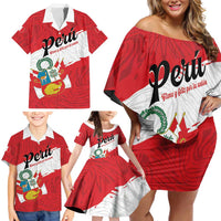 Personalized Peru Family Matching Off Shoulder Short Dress and Hawaiian Shirt Piruw Ripuwlika Flag Stylized