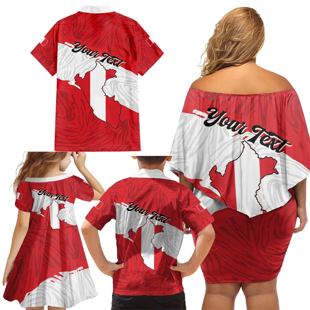 Personalized Peru Family Matching Off Shoulder Short Dress and Hawaiian Shirt Piruw Ripuwlika Flag Stylized