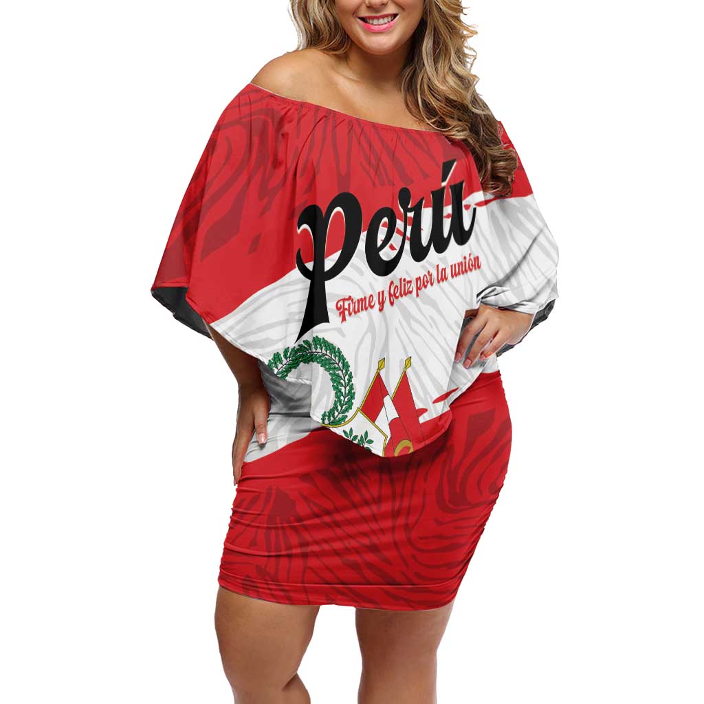 Personalized Peru Family Matching Off Shoulder Short Dress and Hawaiian Shirt Piruw Ripuwlika Flag Stylized
