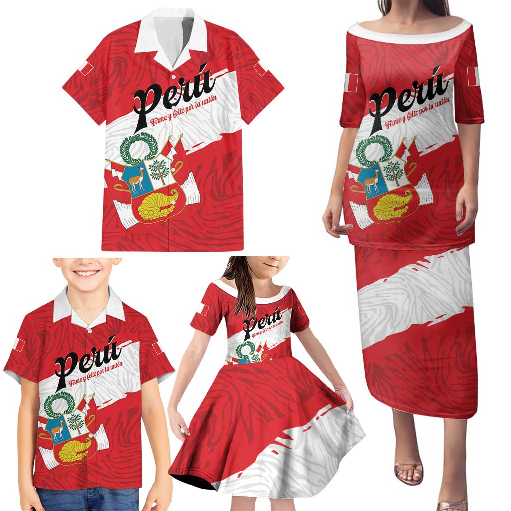 Personalized Peru Family Matching Puletasi and Hawaiian Shirt Piruw Ripuwlika Flag Stylized