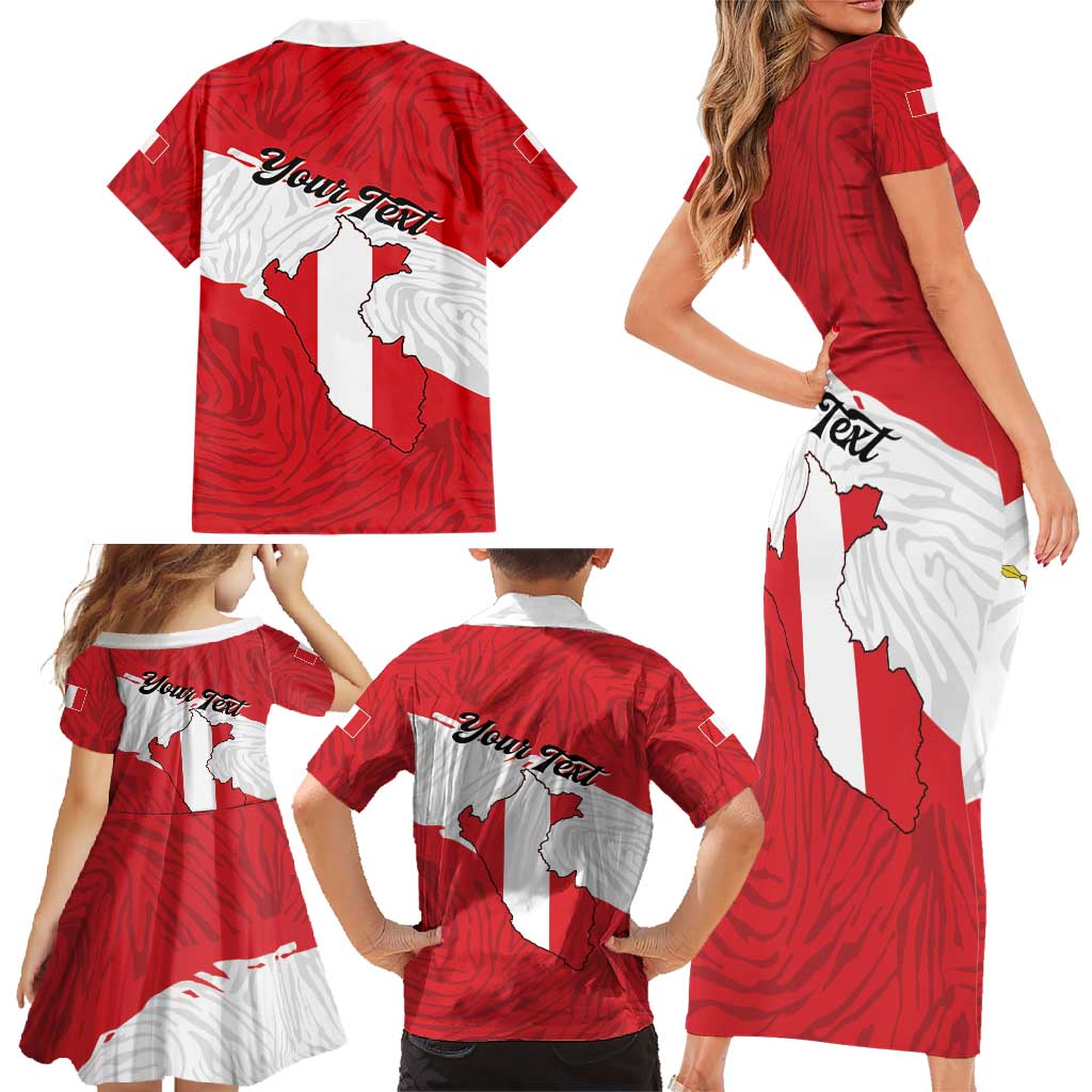 Personalized Peru Family Matching Short Sleeve Bodycon Dress and Hawaiian Shirt Piruw Ripuwlika Flag Stylized