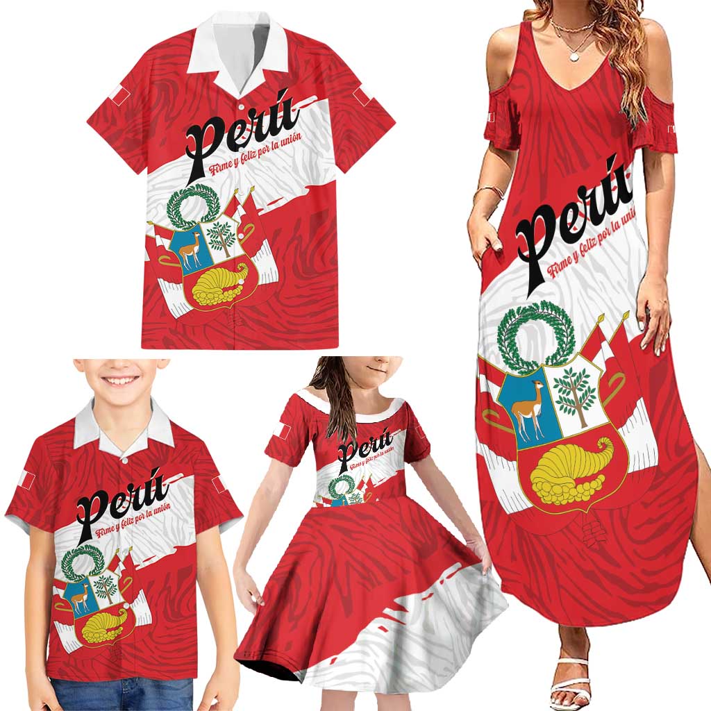 Personalized Peru Family Matching Summer Maxi Dress and Hawaiian Shirt Piruw Ripuwlika Flag Stylized