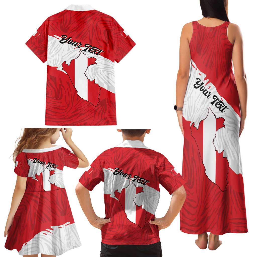 Personalized Peru Family Matching Tank Maxi Dress and Hawaiian Shirt Piruw Ripuwlika Flag Stylized