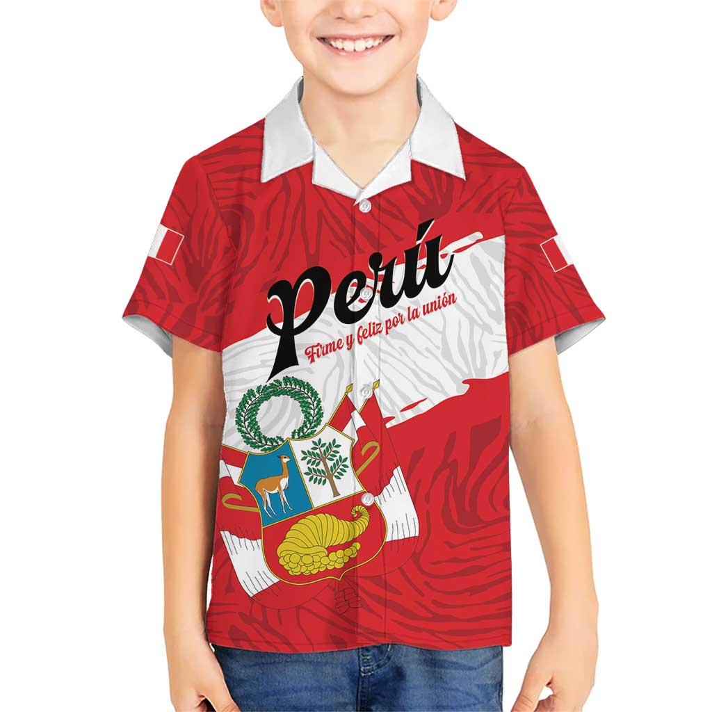 Personalized Peru Kid Hawaiian Shirt Piruw Ripuwlika Flag Stylized