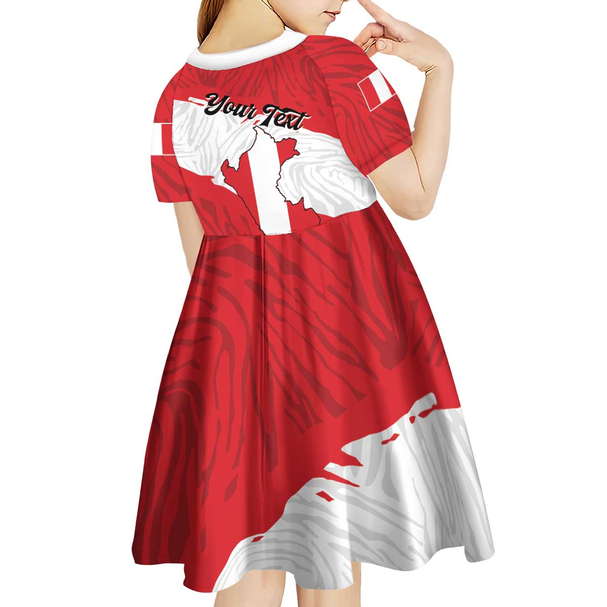 Personalized Peru Kid Short Sleeve Dress Piruw Ripuwlika Flag Stylized