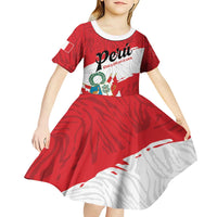 Personalized Peru Kid Short Sleeve Dress Piruw Ripuwlika Flag Stylized
