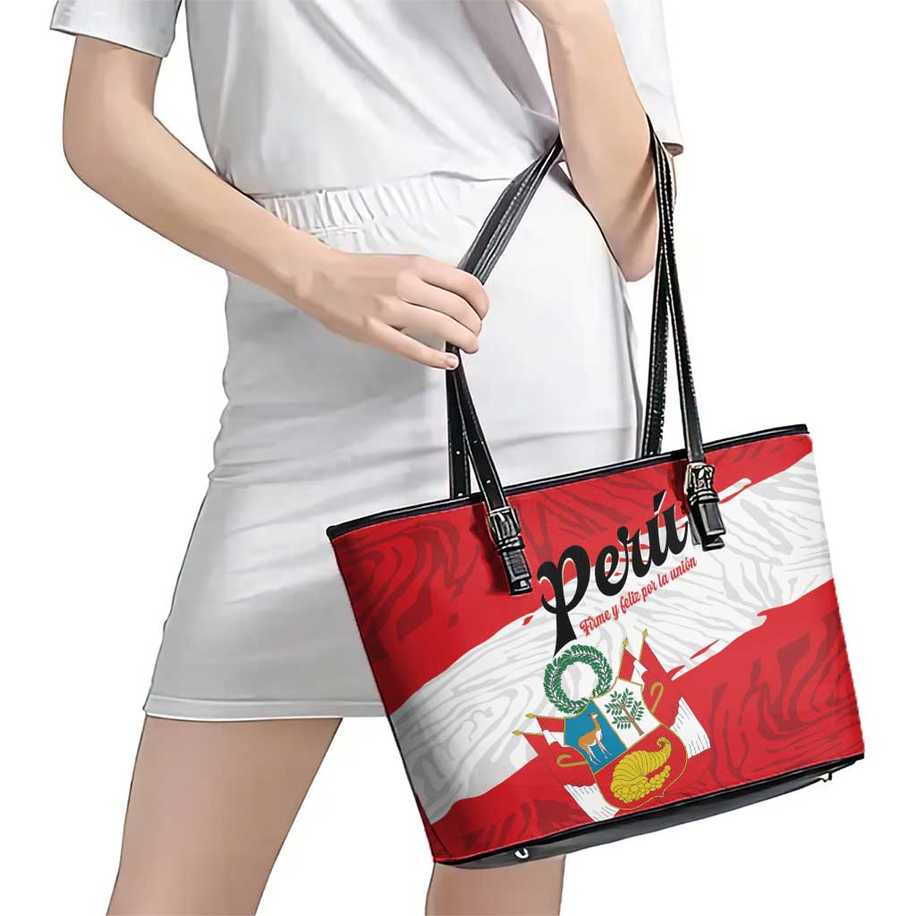 Peru Leather Tote Bag Piruw Ripuwlika Flag Stylized