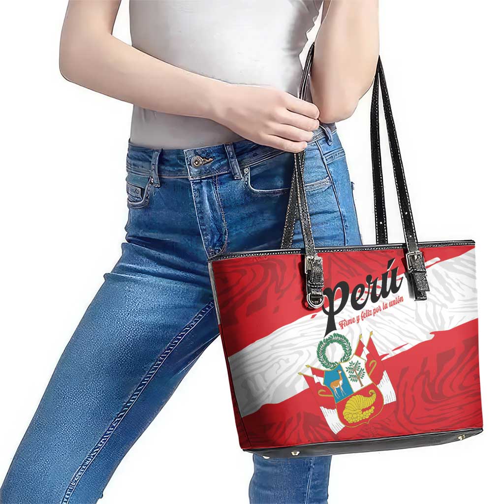 Peru Leather Tote Bag Piruw Ripuwlika Flag Stylized