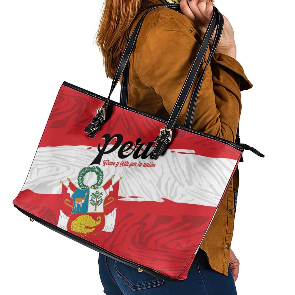 Peru Leather Tote Bag Piruw Ripuwlika Flag Stylized