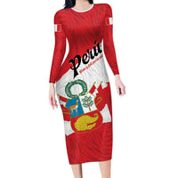 Personalized Peru Long Sleeve Bodycon Dress Piruw Ripuwlika Flag Stylized
