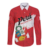 Personalized Peru Long Sleeve Button Shirt Piruw Ripuwlika Flag Stylized