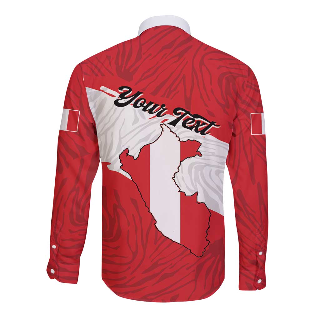 Personalized Peru Long Sleeve Button Shirt Piruw Ripuwlika Flag Stylized