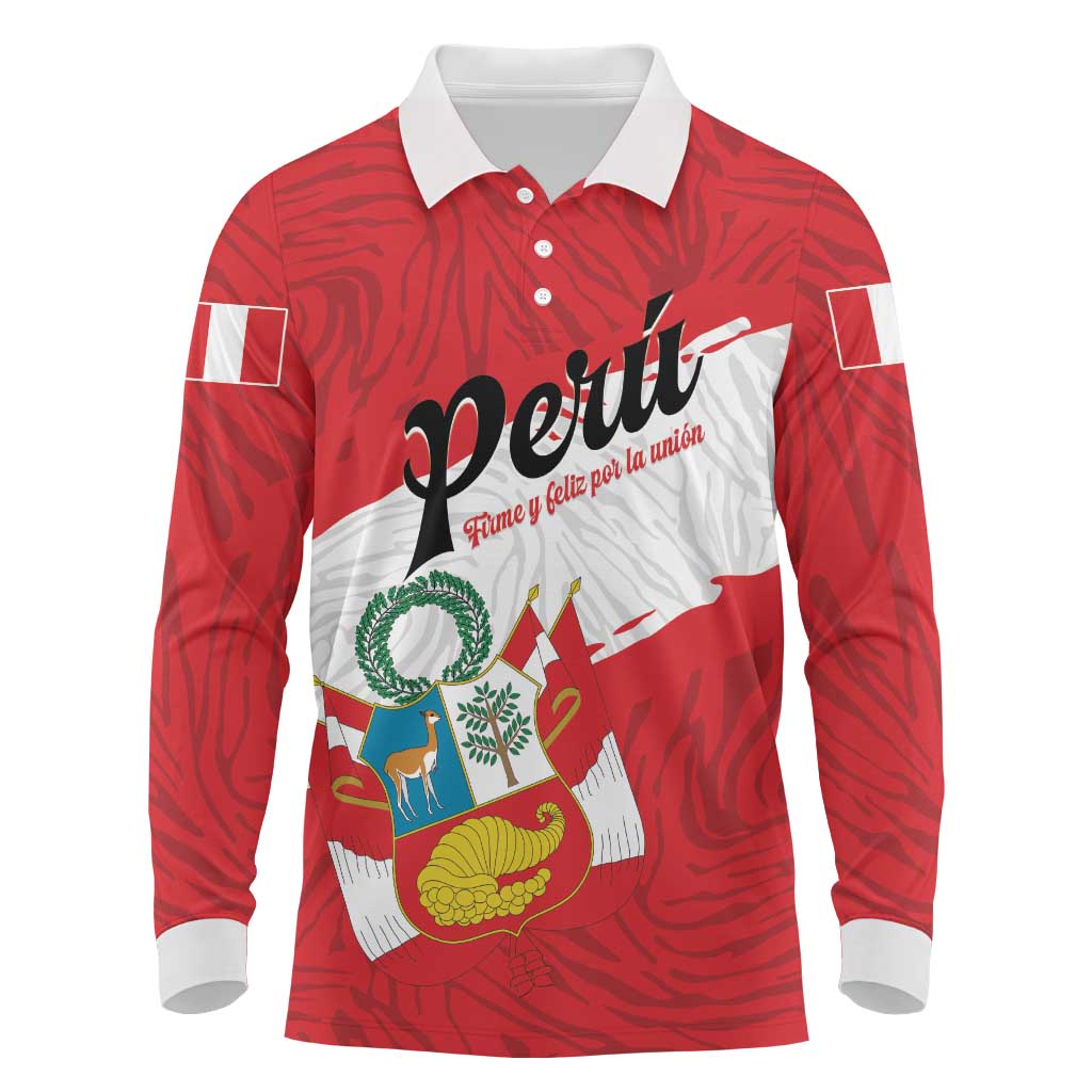 Personalized Peru Long Sleeve Polo Shirt Piruw Ripuwlika Flag Stylized