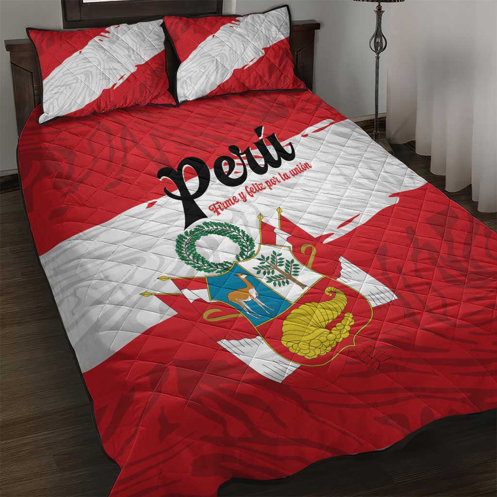 Peru Quilt Bed Set Piruw Ripuwlika Flag Stylized