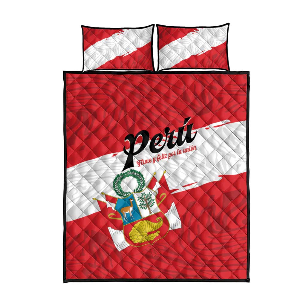 Peru Quilt Bed Set Piruw Ripuwlika Flag Stylized
