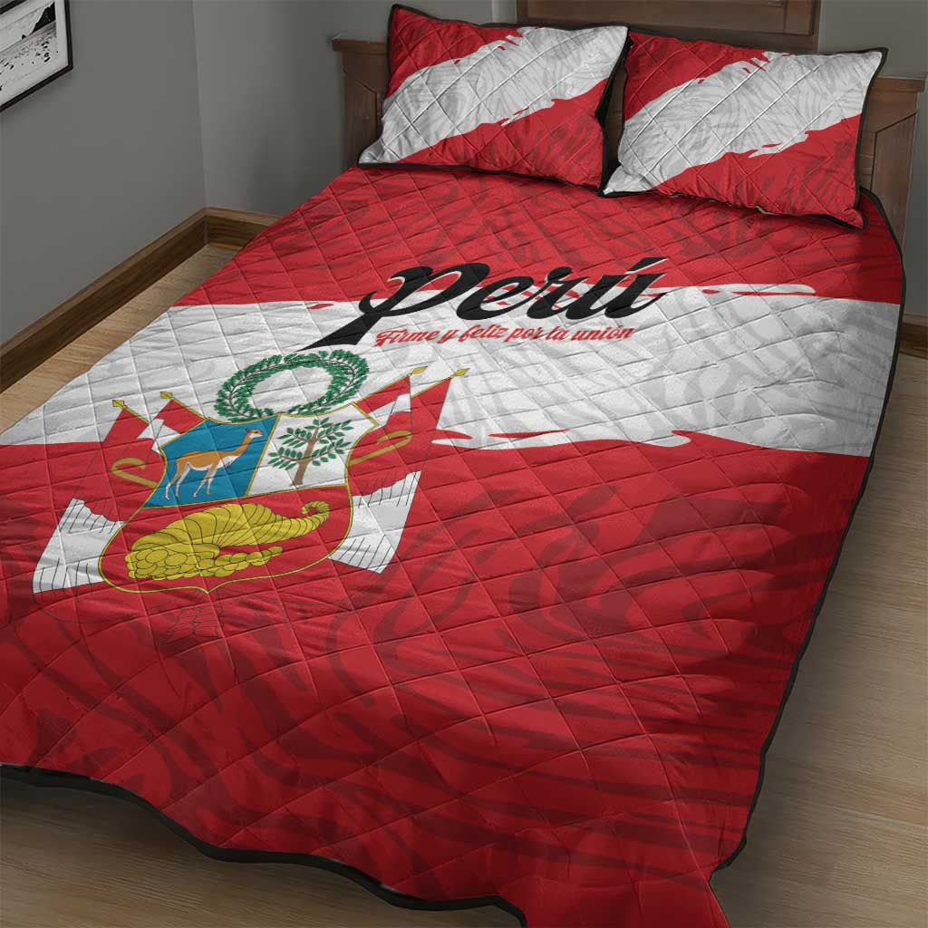 Peru Quilt Bed Set Piruw Ripuwlika Flag Stylized