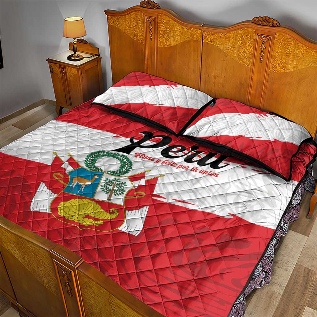 Peru Quilt Bed Set Piruw Ripuwlika Flag Stylized